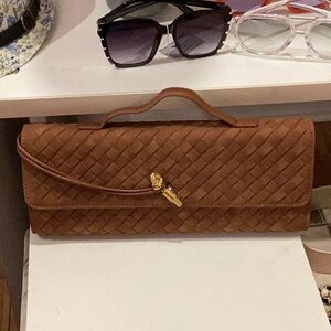 Elegant Brown Woven Clutch